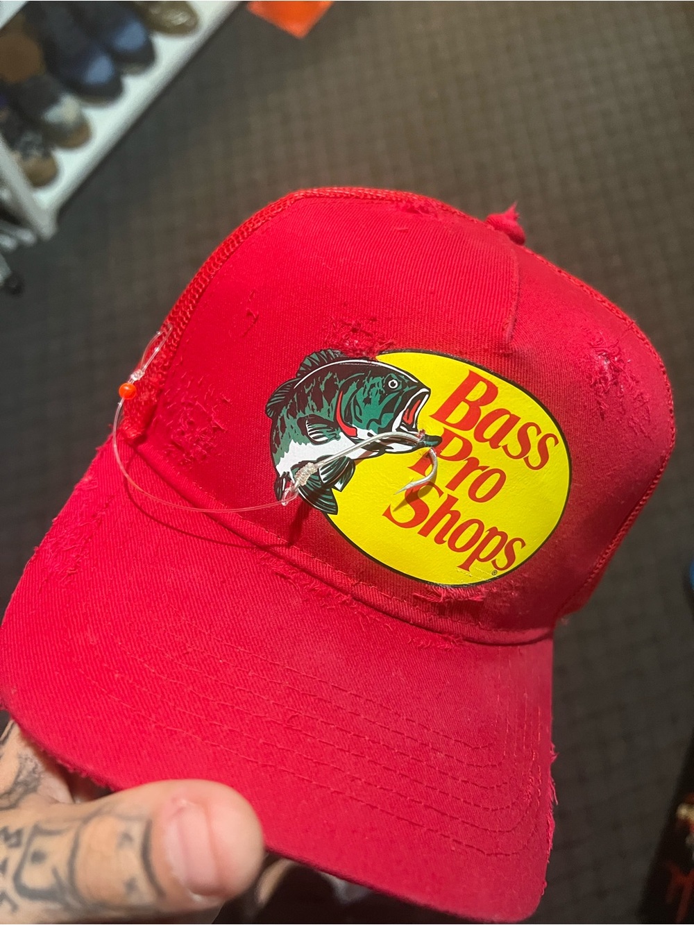 Bass Pro Shops Red and Yellow Logo Fishing Cap